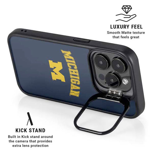 University of Michigan M iPhone 15 Pro Kickstand Case